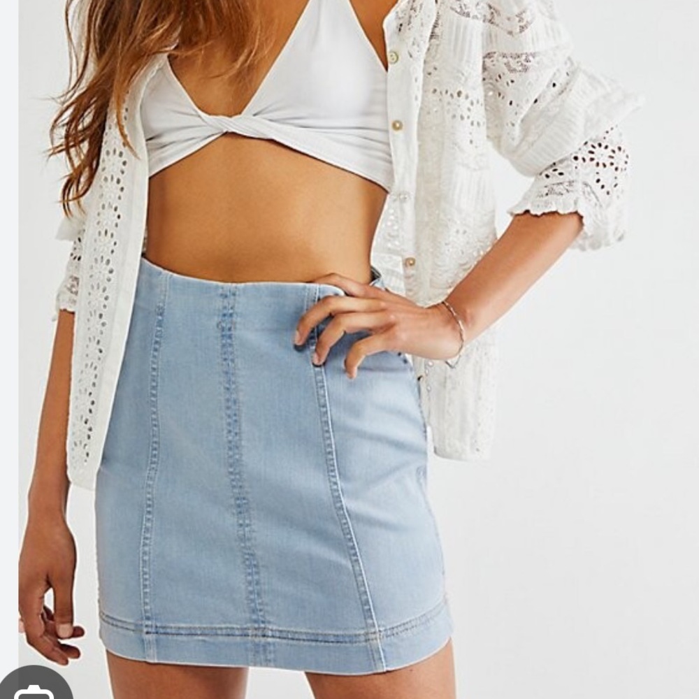 Free People Modern Femme Denim Skirt in Starwash